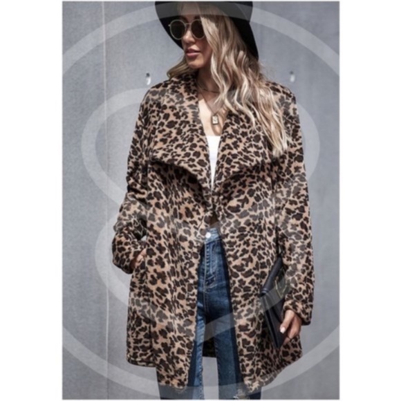 BellanBlue Jackets & Blazers - boho Camel Vegan fur leopard print jacket Coat